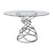 Armen Living Wendy Contemporary Dining Table in Brushed Stainless Steel Finish and Clear Glass top LCWNDIBS - alternate 1